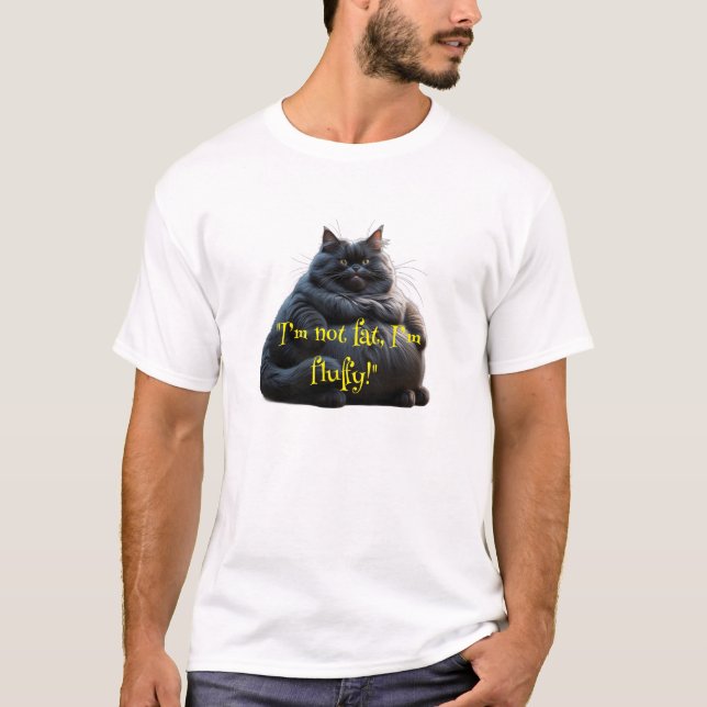 Camiseta con diseño de gato "No estoy gorda, estoy (Anverso)