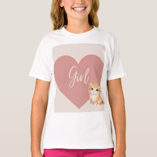 Camiseta con diseño de gato y corazón