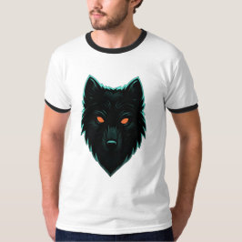 Camiseta con diseño de lobo neón místico
