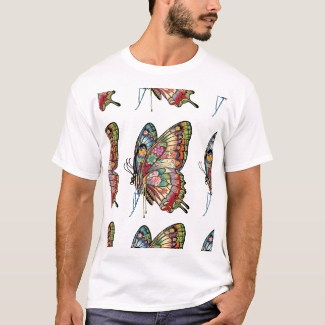 Camiseta con diseño de mariposa y elegancia en ap (Anverso)