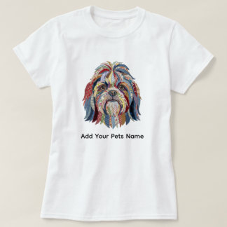 Camiseta con diseño de perro Shih Tsu colorido y l