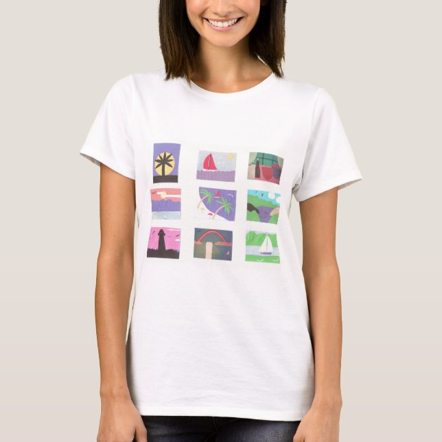 Camiseta con diseño de playa y naturaleza (Anverso)