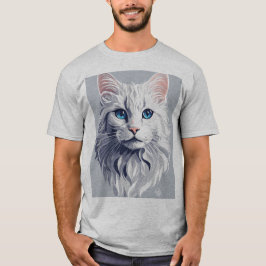 Camiseta con diseño frontal grande con gato azul