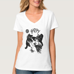 Camiseta con diseño grunge de chica con gato