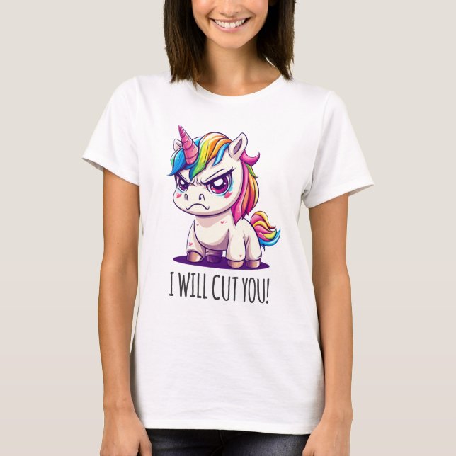 Camiseta con diseño malvado de unicornio (Anverso)