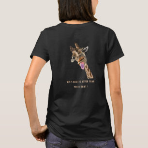 Camiseta con divertida jirafa juguetona - texto Pe