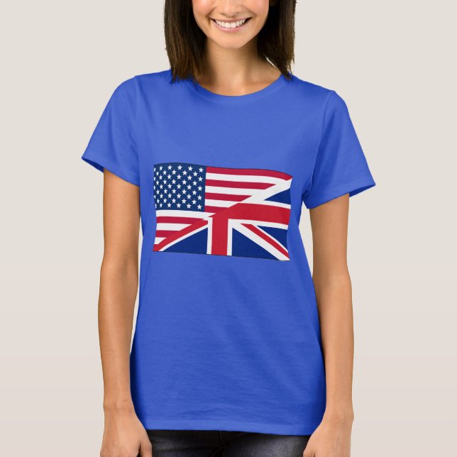 Camiseta con doble bandera británica y estadounide (Anverso)