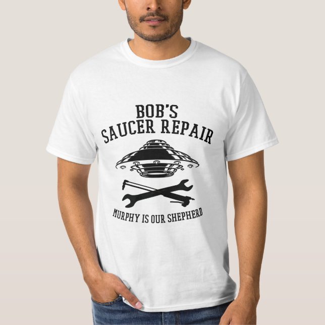 Camiseta con el logo de la Reparación de Saucer de (Anverso)