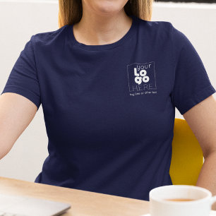 Camiseta con el logotipo de negocios azul de la Ma