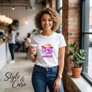 Camiseta con el nombre Amelia y imagen de belleza