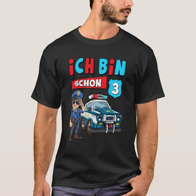Camiseta Con el texto alemán Ich Bin 3 Jahre Boys Coche pol (Anverso)
