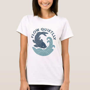 Camiseta con emblema de agua de pez koi que fluye 