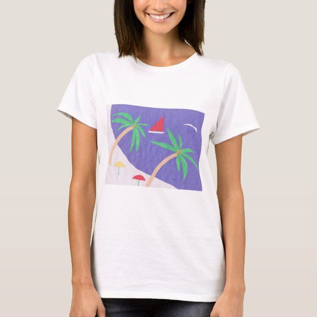 Camiseta con escena de una isla (Anverso)