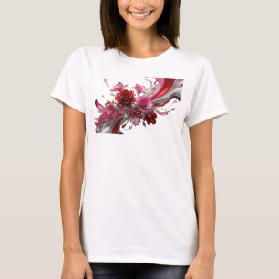 Camiseta con eslogan de rosas rojas y rosadas con 