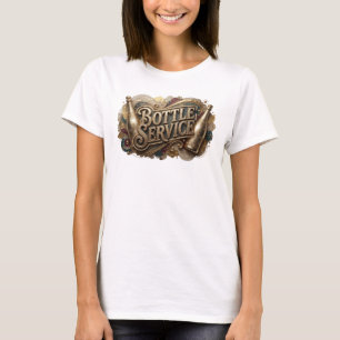 Camiseta con eslogan de SERVICIO DE BOTELLA naranj