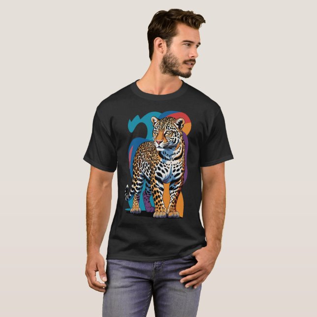 Camiseta con estampado de animal de leopardo feroz (Anverso completo)
