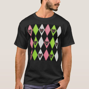 Camiseta con estampado de arlequín colorido y cora