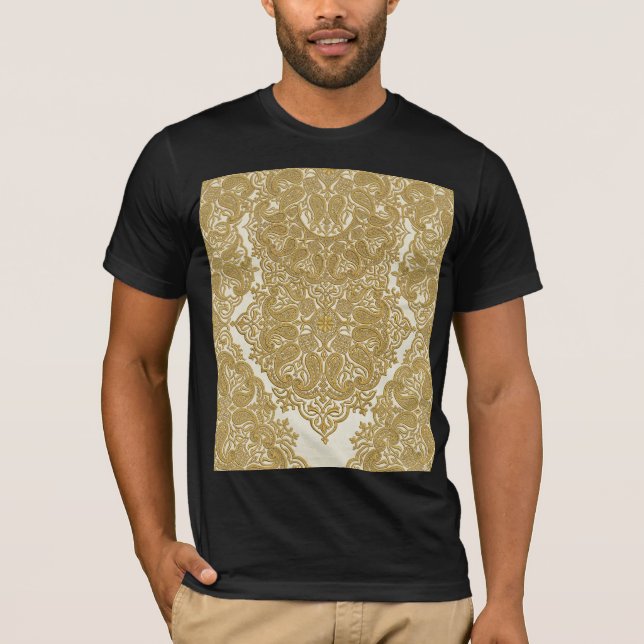 Camiseta con estampado de cachemira de lujo dorado (Anverso)
