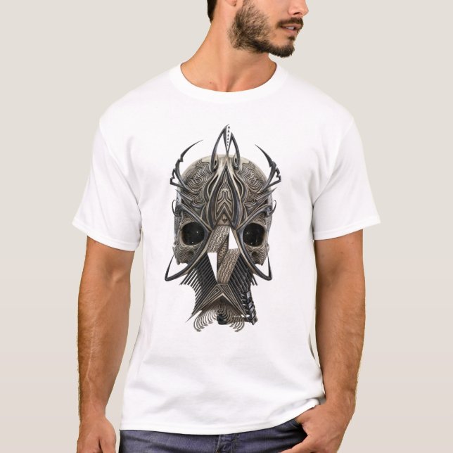 Camiseta con Estampado de Cráneo Tribal Gótico (Anverso)