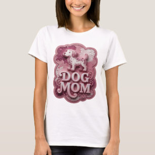 Camiseta con estampado de DOG MOM en plata fresca