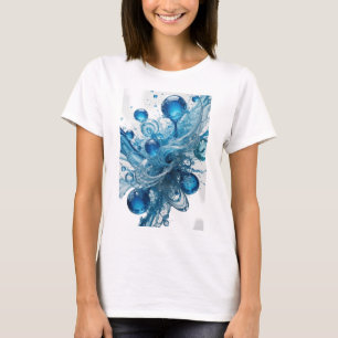 Camiseta con estampado de goteo de agua azul inten