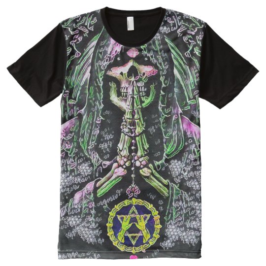 Camiseta Con Estampado Integral Arte colorido de la muerte