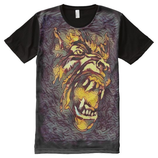Camiseta Con Estampado Integral Arte oscuro del horror de la cara clásica del