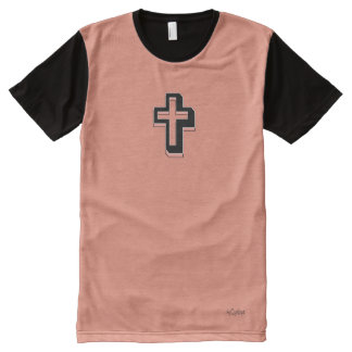 Camiseta Con Estampado Integral Cruce el Coral Rosa