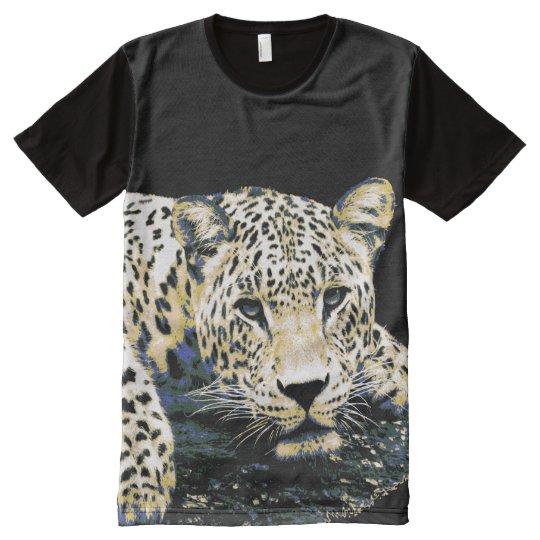 Camiseta Con Estampado Integral Gráfico hermoso del leopardo