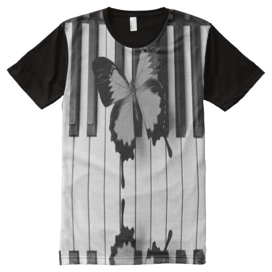 Camiseta Con Estampado Integral piano y mariposa