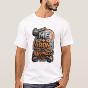 Camiseta con estampado ME + HIERRO = FELICIDAD en