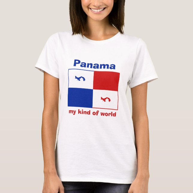 Camiseta con Estandarte de Panamá + Mapa + Texto (Anverso)