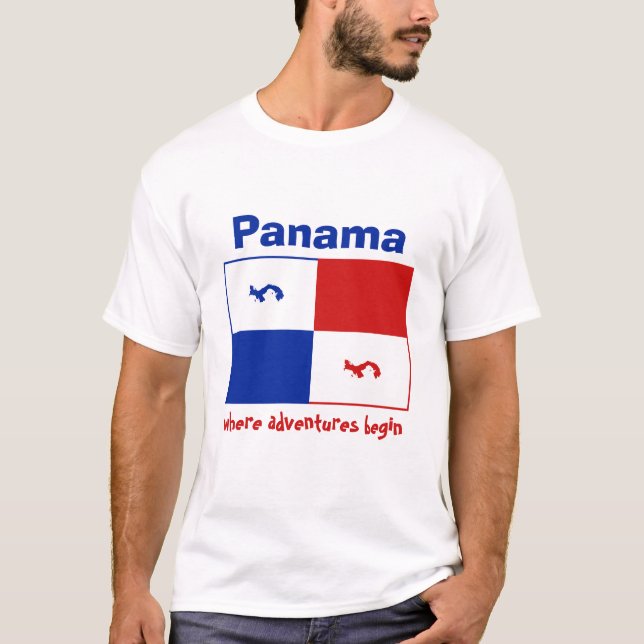 Camiseta con Estandarte de Panamá + Mapa + Texto (Anverso)