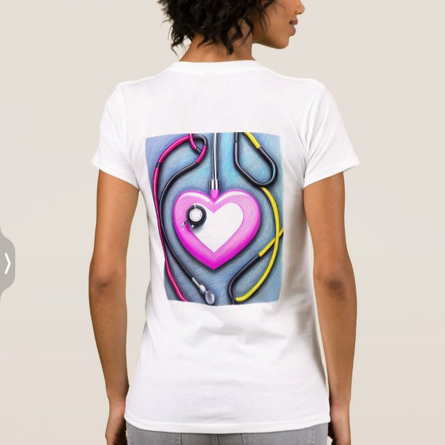 Camiseta con estetoscopio en forma de corazón (Subido por el creador)
