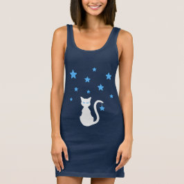 Camiseta con estrellas de gato blanco