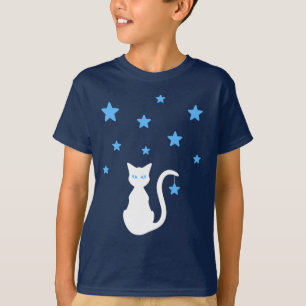 Camiseta con estrellas de gato blanco (niño)