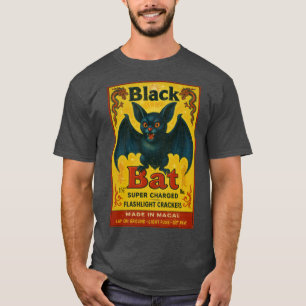 Camiseta con etiqueta de petardo de murciélago neg