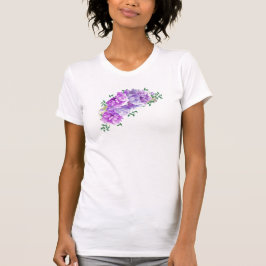 Camiseta con franja floral de peonies morados