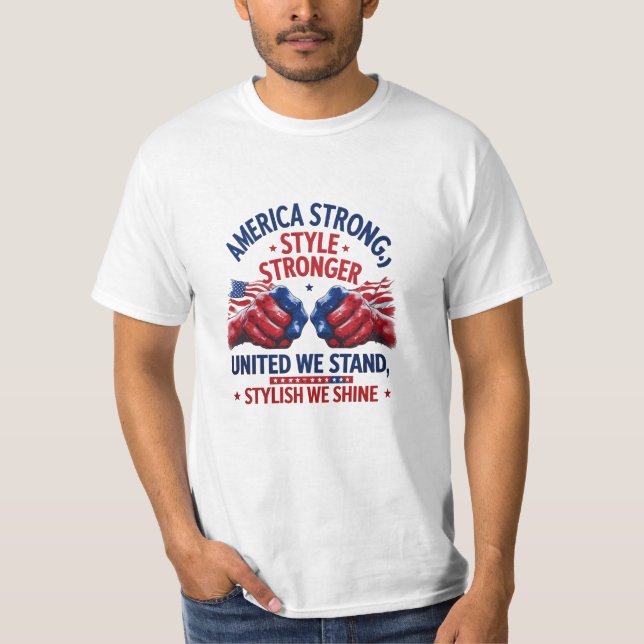 Camiseta con fuerte bandera del puño estadounidens (Anverso)