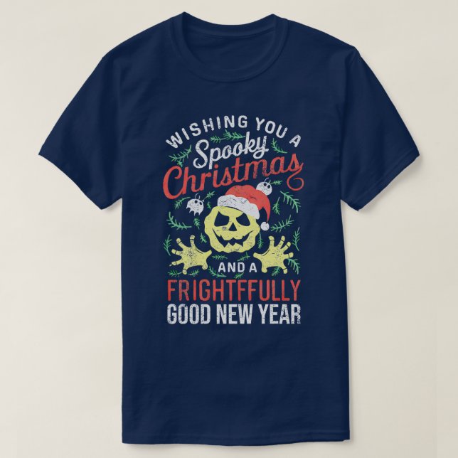 Camiseta Con ganas de temible Navidad, con miedo, fondos de (Diseño del anverso)