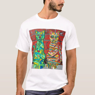 Camiseta con gatos cúbicos