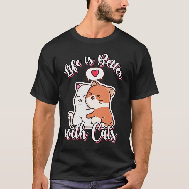 Camiseta Con Gatos Día de San Valentín Lindo (Anverso)