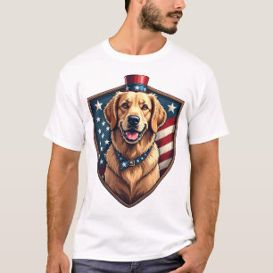 Camiseta con grabado de perro patriótico padre Ret