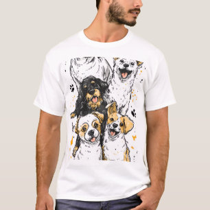 Camiseta con gráficos de perros dulces