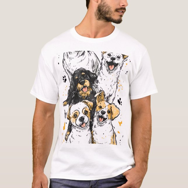 Camiseta con gráficos de perros dulces (Anverso)