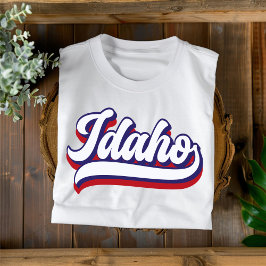 Camiseta con guión de época azul y blanco de Idaho