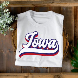 Camiseta con guión de época azul y blanco de Iowa
