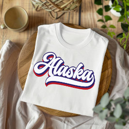 Camiseta con guión rojo blanco y azul de Alaska