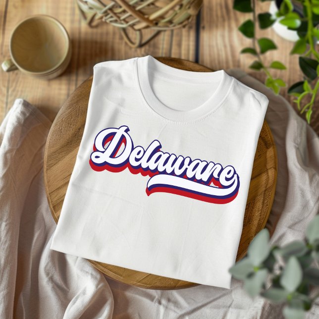 Camiseta con guión rojo blanco y azul de Delaware (Subido por el creador)