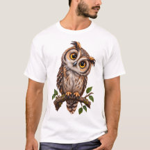 Camiseta con ilustración de adorable búho en rama